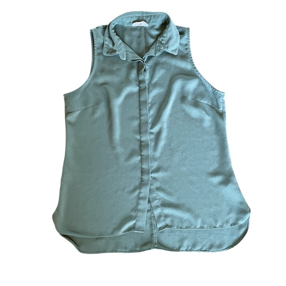Milano Green Polo Collar Button Down sleeveless blouse women’s medium - Picture 1 of 8